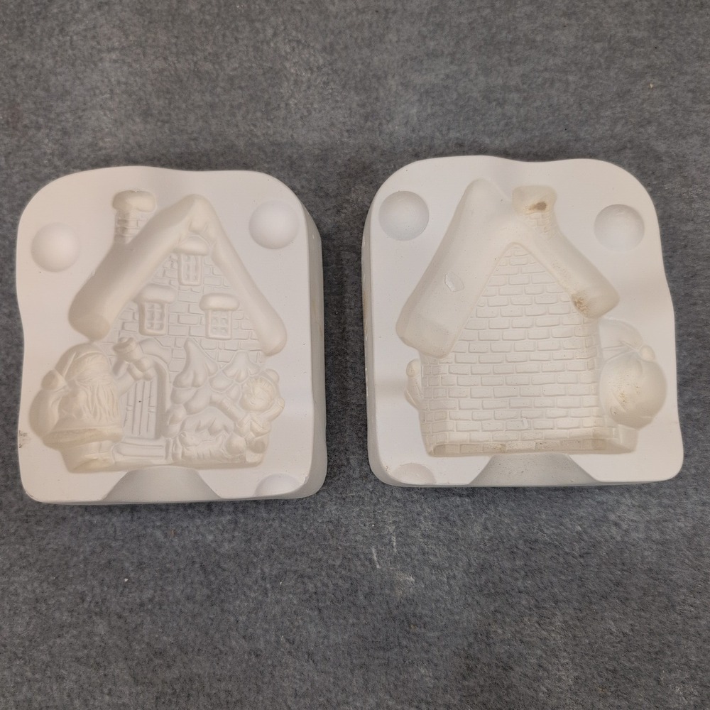 Santa House Mold Cast Plaster Ceramic‎ Bisque Christmas Ornament Craft - Picture 2 of 5